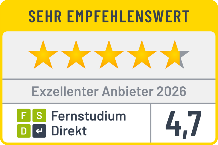 FernstudiumDirekt: Exzellenter Anbieter 2026, Bewertung 4,7 von 5