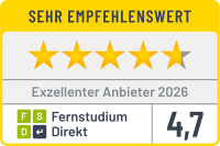 FernstudiumDirekt: Exzellenter Anbieter 2026, Bewertung 4,7 von 5
